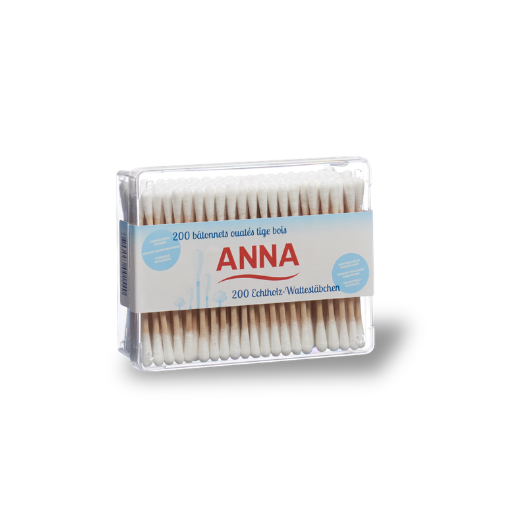 Cotons-tiges bois extra-forts Anna 200 pièces – Ferra Distributions Suisse