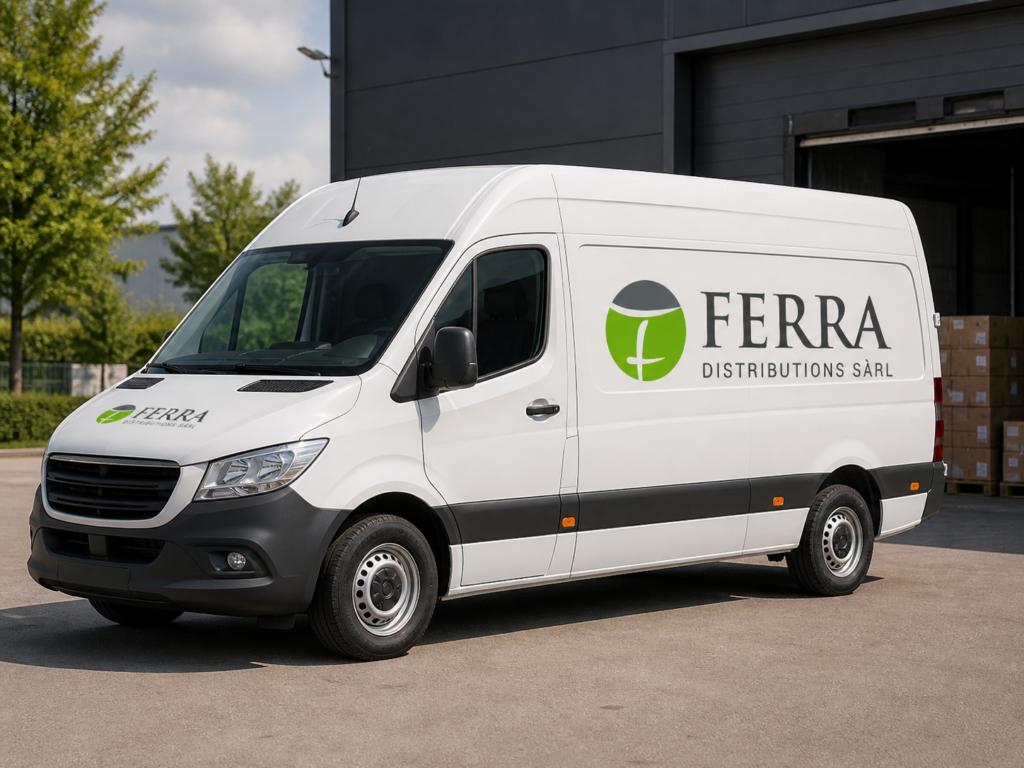 Camion de livraison Ferra Distributions – logistique produits entretien Suisse