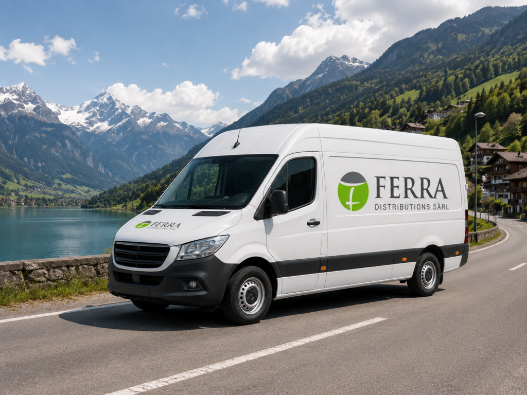 Camion de livraison Ferra Distributions – logistique produits entretien Suisse