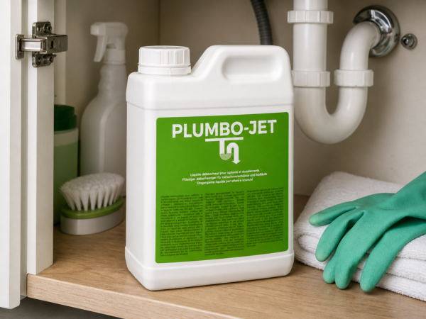 Plumbo-Jet Liquide WC grand format 2L présentation – déboucheur professionnel Ferra Suisse